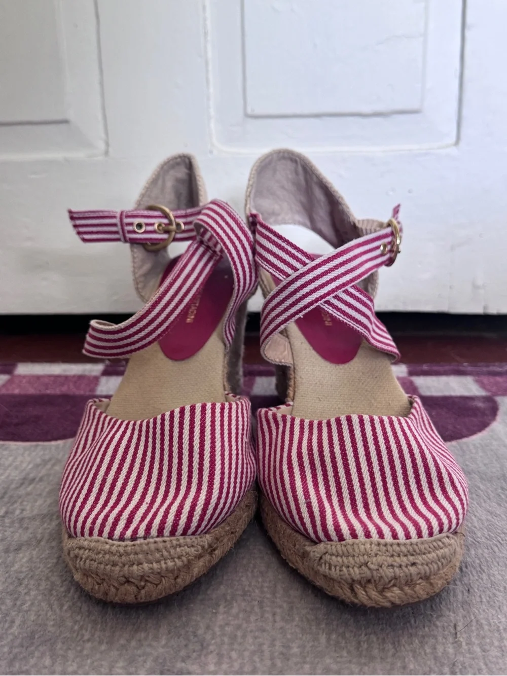Adrienne Vittadini Coastal Grandma Ankle Strap Espadrille Wedges Sz 9